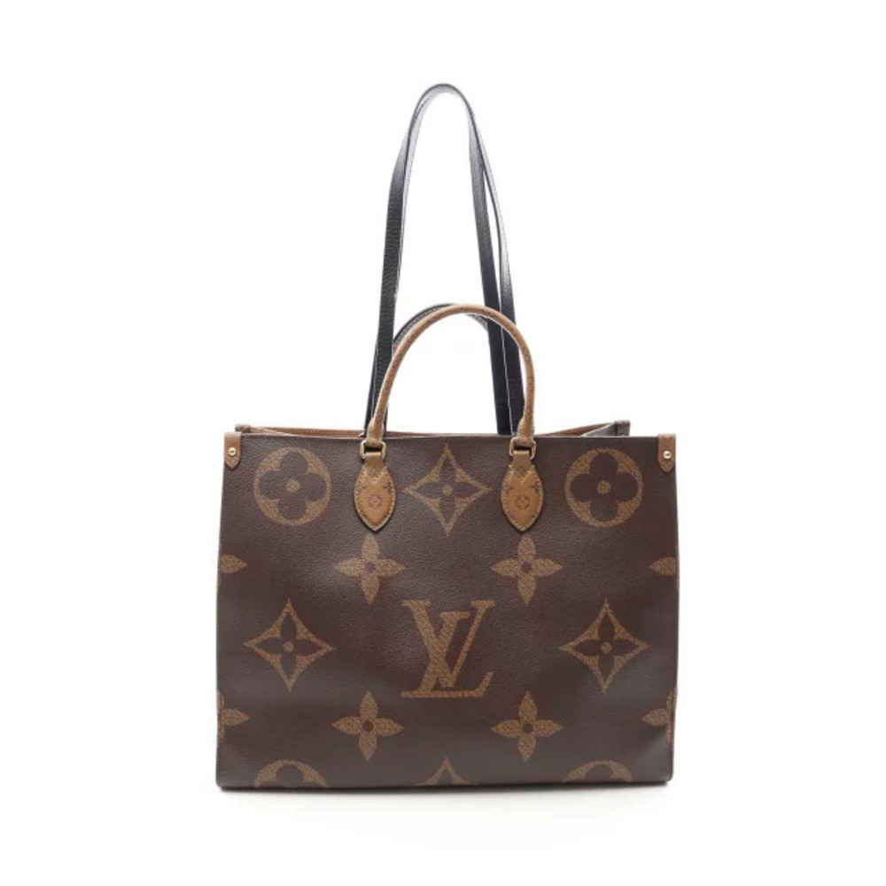 Louis Vuitton On The Go Monogram Giant Reverse Shoulder Bag Canvas Leather Brown